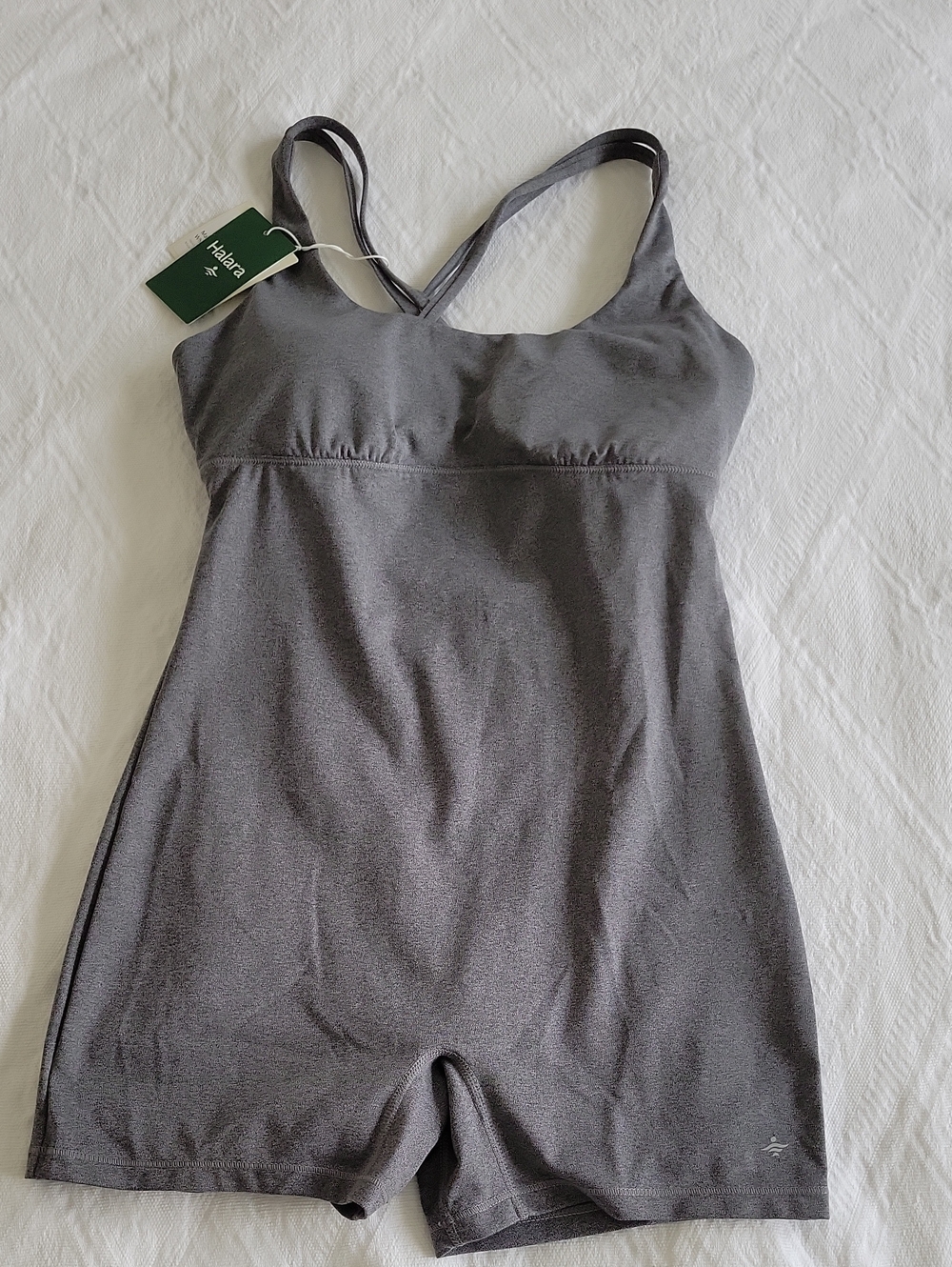 HALARA Charcoal Gray Built-In Bra Romper
